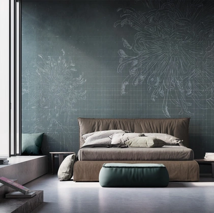 Carta da parati con disegni floreali Aona di Instabilelab