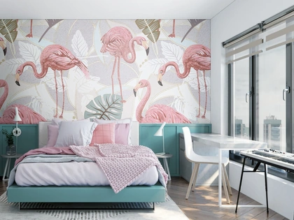 Carta da parati Flamingos di Pintdecor