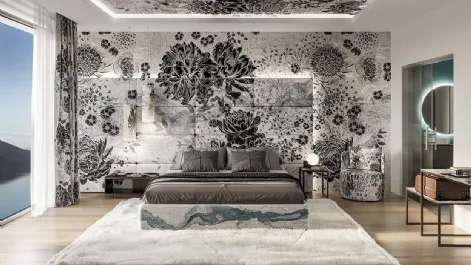 Carta da parati Black Dalia con grandi fiori in Black & White di Instabilelab