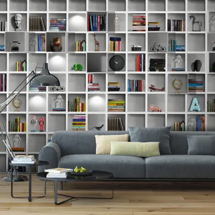Carta da parati Book Access ad effetto libreria di Instabilelab