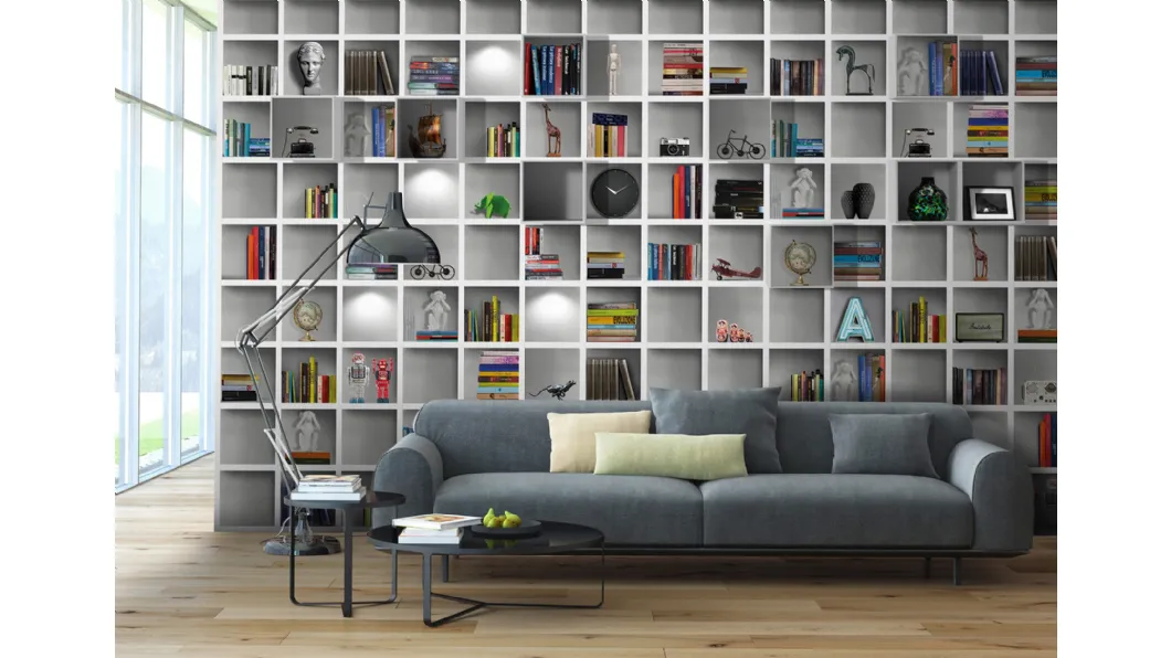 Carta da parati Book Access ad effetto libreria di Instabilelab