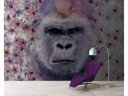 Carta da parati Monkey Kong dai toni viola di Instabilelab
