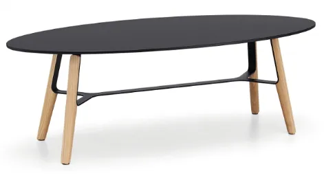 Tavolino con gambe in legno e top in hpl Liù CT Oval di Midj