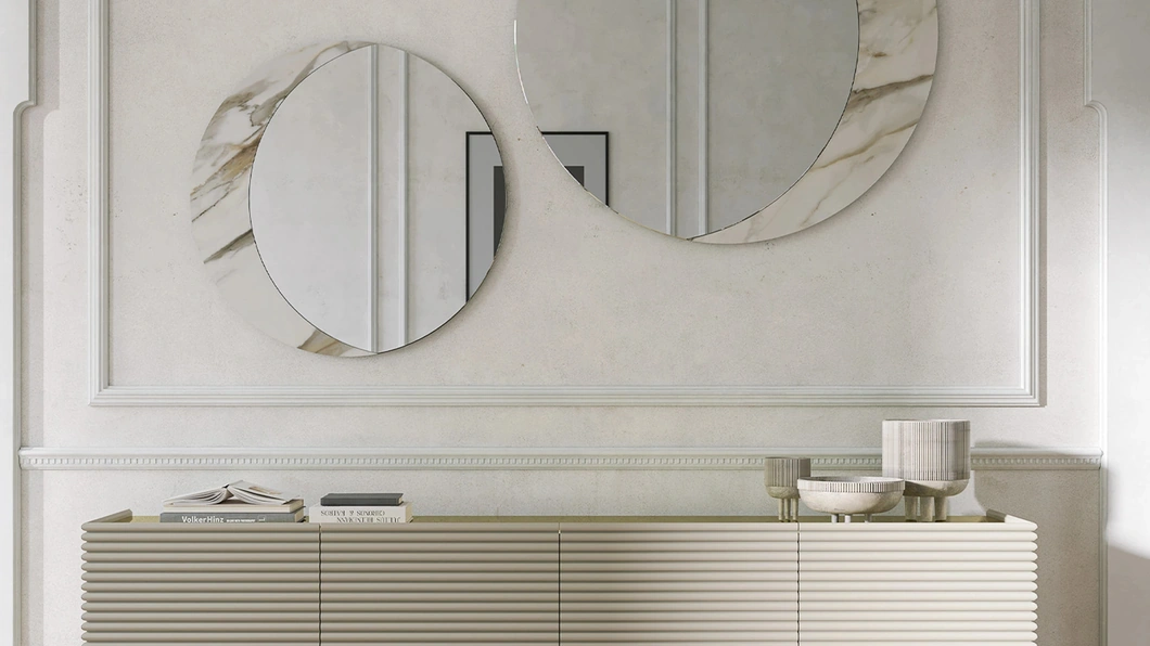 Specchiera Arké con cornice in vetro stampato di Tonin Casa