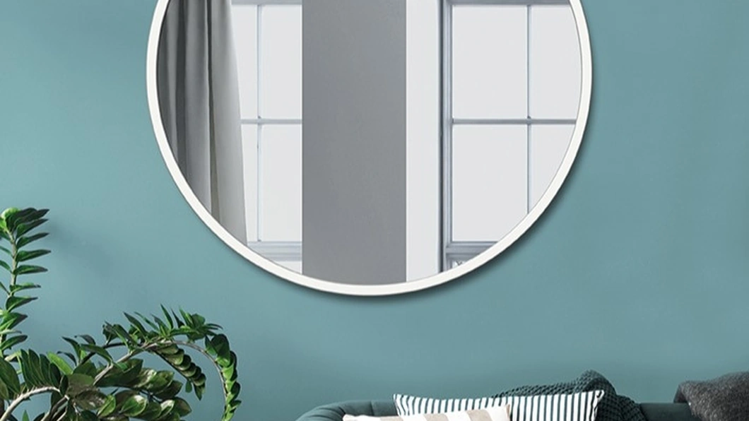 Specchiera Tonda Bianca con cornice in metallo di Pintdecor