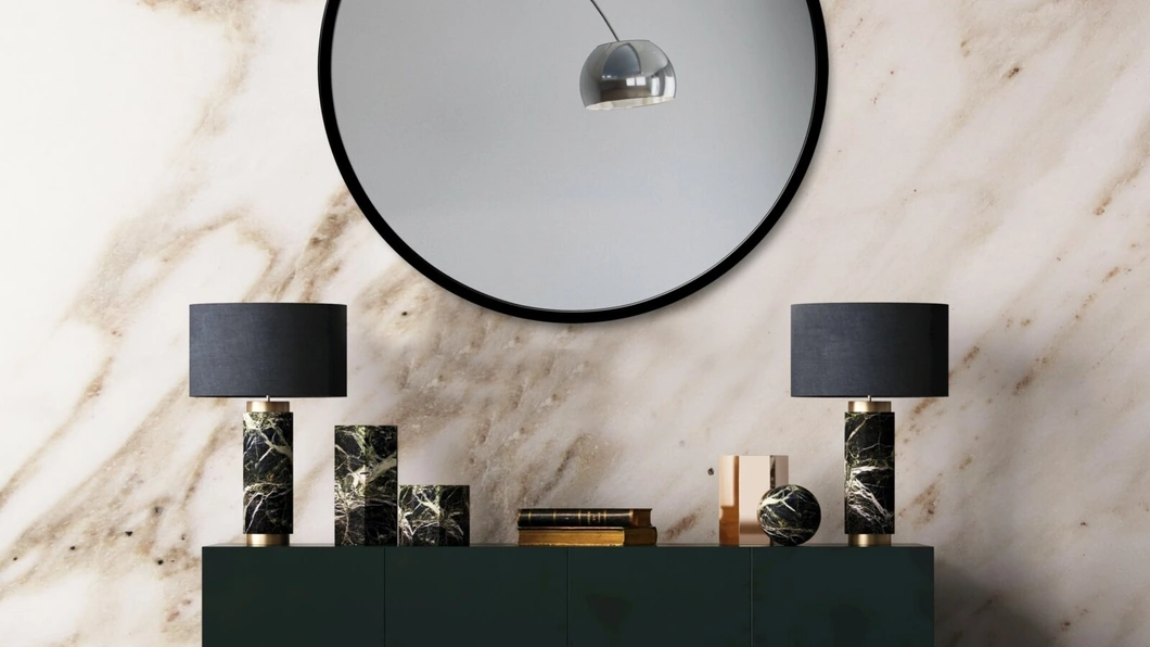 Specchiera Tonda Nera con cornice in metallo di Pintdecor
