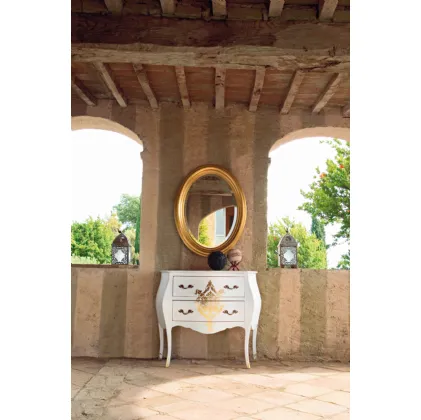 Specchio ovale Azimut con cornice in legno finitura Oro di Tonin Casa