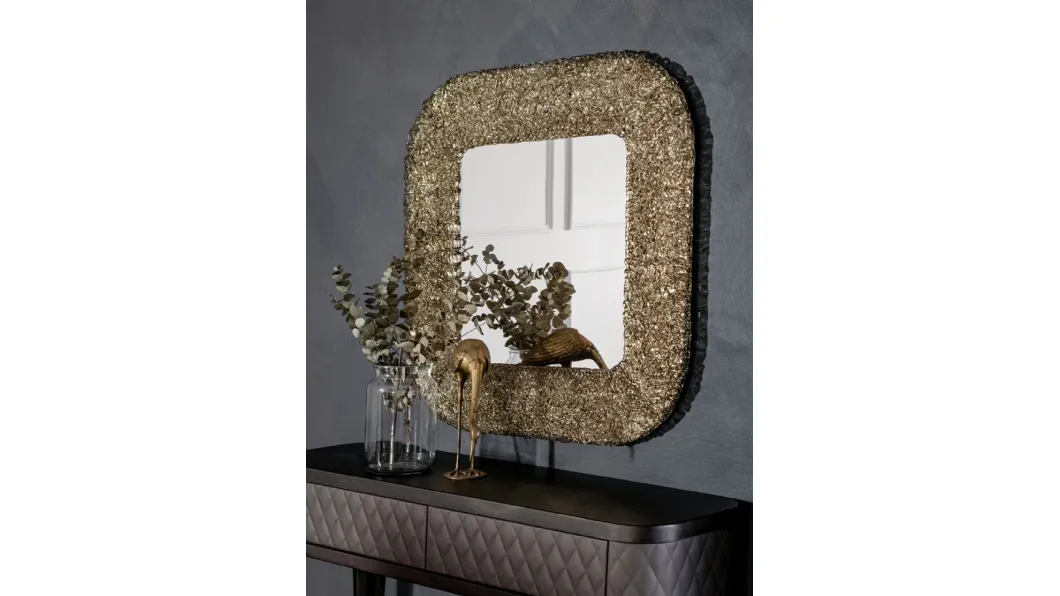 Specchio Macrabè quadrato con cornice in vetro fuso di Tonin Casa