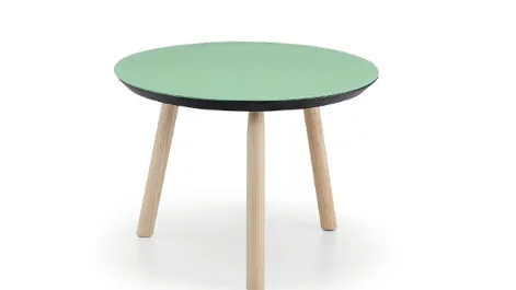 Tavolino in legno con top in cuoio Suite CT ø55 in legno di Midj