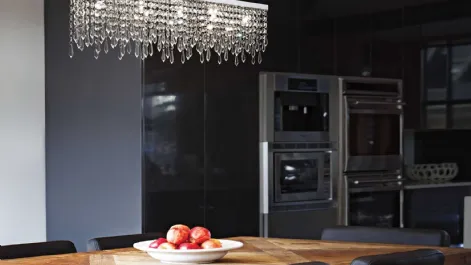 Lampada a sospensione Giada formata da pendagli con elementi ottagonali e puntali finali in cristallo molato di Ideal Lux