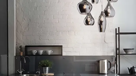 Lampada a sospensione Soft con diffusori in vetro soffiato fumé di Ideal Lux