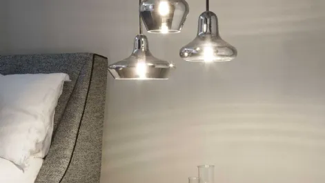 Lampada a sospensione Lido con diffusori in vetro soffiato trasparente fumé di Ideal Lux