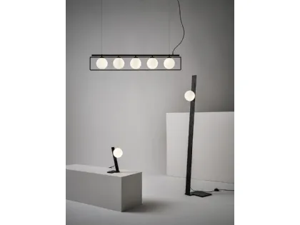 Lampada in acciaio nero a 5 luci Suspense Sospensione di Midj