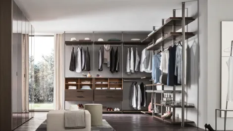 Cabina Armadio O Pen in melaminico Rovere con montanti, staffe e tubi appendiabiti in metallo finitura Manganese di Maronese Acf