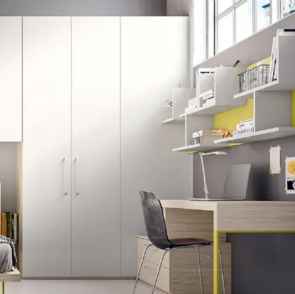 Armadio a ponte con ante battenti in laccato Bianco opaco Corner di Clever