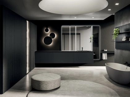 Mobile da Bagno sospeso 360Gradi 07 in Rovere laccato Nero di Arrital