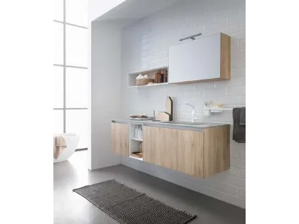 Mobile da Bagno sospeso in melaminico rovere e top in mineral marmo grigio 45 12 di Birex