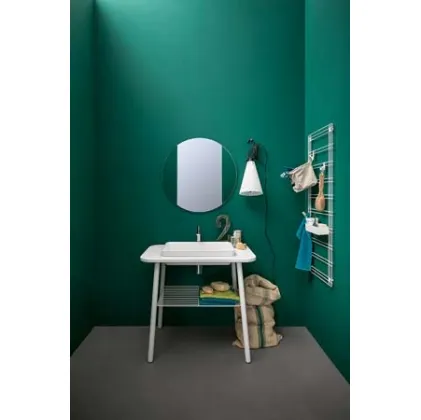 Mobile bagno da appoggio in laccato bianco opaco e top in mineral marmo Acqua e Sapone 01 di Birex
