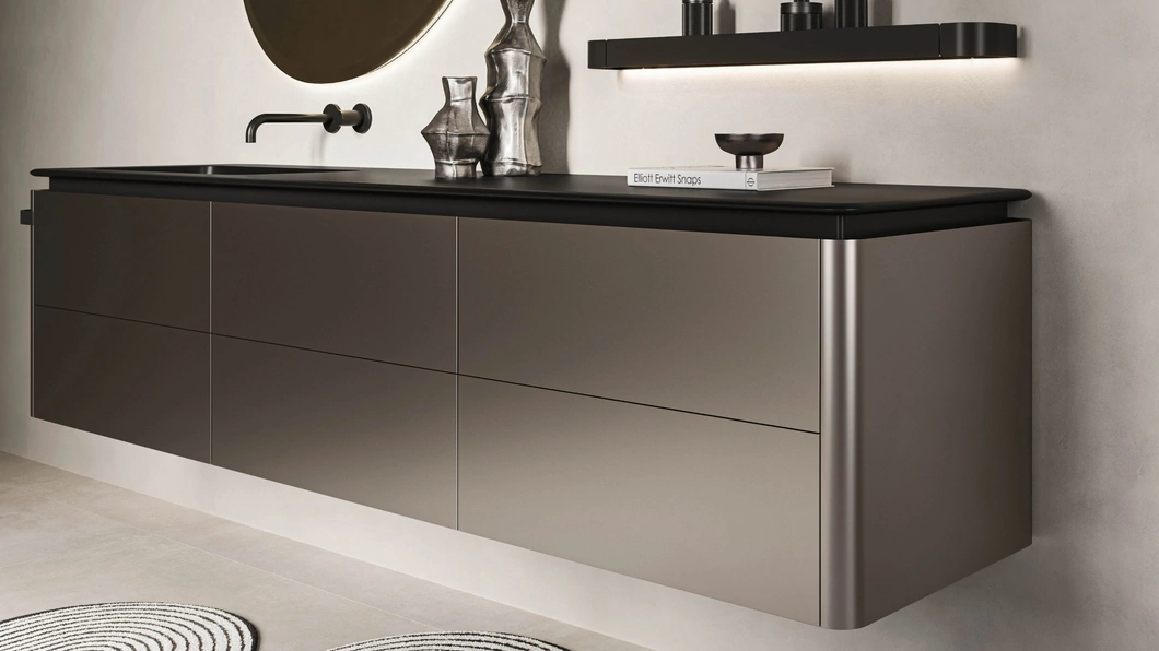 Mobile da Bagno sospeso Almond 09 in laccato Ghisa Metal di Arbi