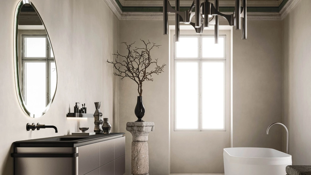 Mobile da Bagno sospeso Almond 09 in laccato Ghisa Metal di Arbi