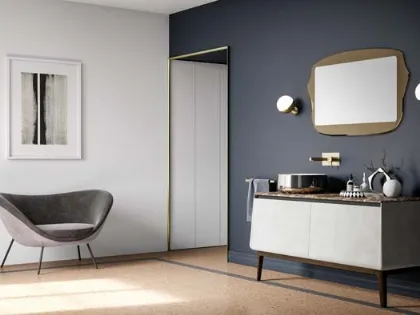 Mobile da bagno di design in laccato effetto resina e top in marmo Campus 02 di Birex