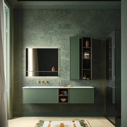 Mobile da Bagno sospeso Decor Green mood in laccato opaco di Arbi