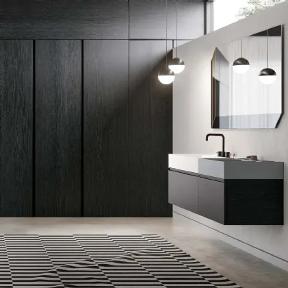 Mobile da Bagno sospeso in essenza rovere carbone Deep 07 di Birex