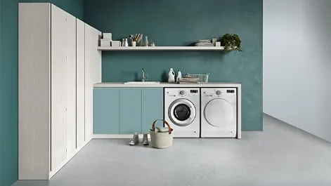Mobile da Lavanderia angolare in melaminico e laccato Idrobox 09 di Birex