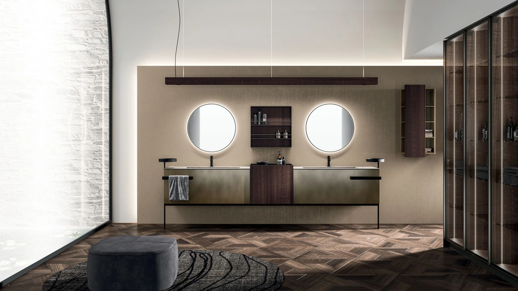 Mobile da Bagno a terra Lympha 06 in laccato ossidato ottone di Arrital