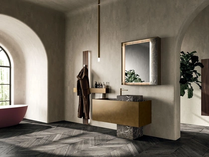 Mobile da Bagno a terra Must 02 in laccato Metal Bronzo e Marmo di Arrital