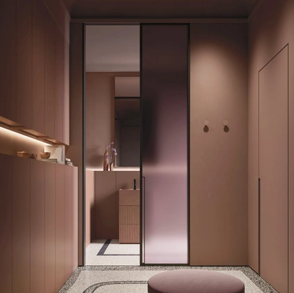 Mobile da Bagno a terra salvaspazio Over 05 in laccato con monolite in gres di Arbi