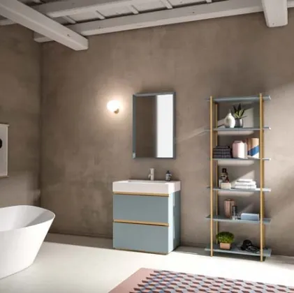 Mobile da Bagno a terra in laccato e alluminio con top in Corian Sidero 11 di Birex