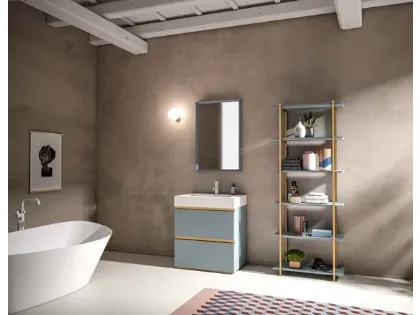 Mobile da Bagno a terra in laccato e alluminio con top in Corian Sidero 11 di Birex