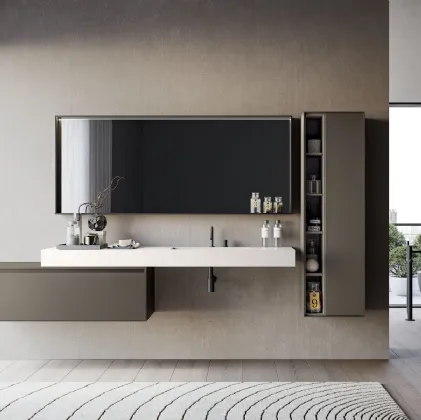 Mobile da Bagno sospeso in laccato opaco grigio Traccia 01 di Birex