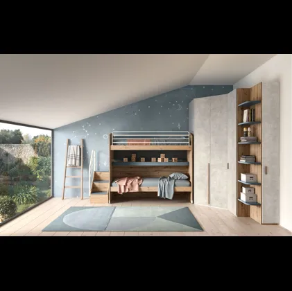 Camera con letto a castello e armadio angolare Room 160 di Zg Mobili