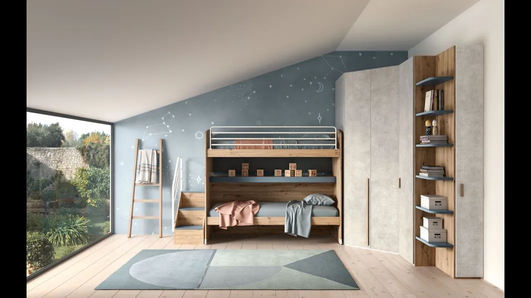 Camera con letto a castello e armadio angolare Room 160 di Zg Mobili