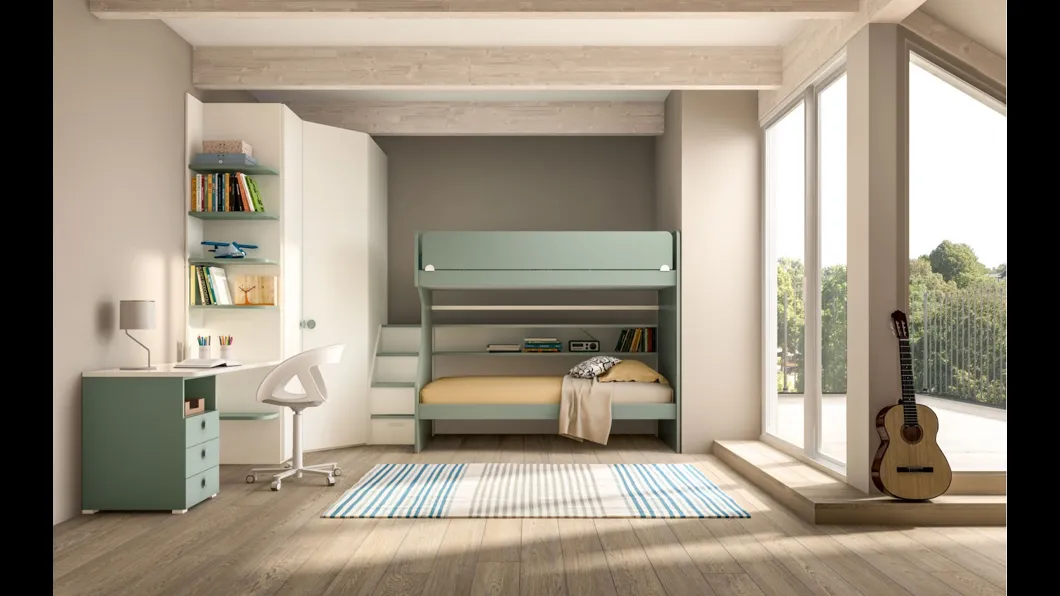 Camera con letto a castello e scrivania Room 164 di Zg Mobili