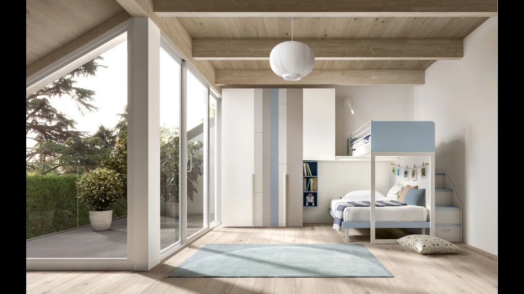 Camera con soppalco Room 163 con armadio dalle ante personalizzabili di Zg Mobili