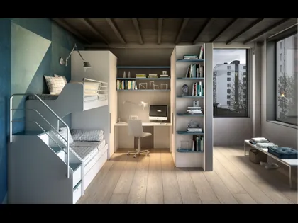 Camera con soppalco e scrivania Room 170 di Zg Mobili