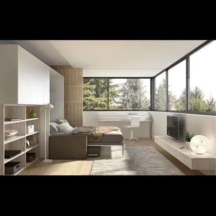 Camera moderna salvaspazio con letto aperto Room 148 di Zg Mobili