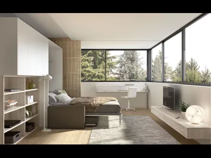 Camera moderna salvaspazio con letto aperto Room 148 di Zg Mobili