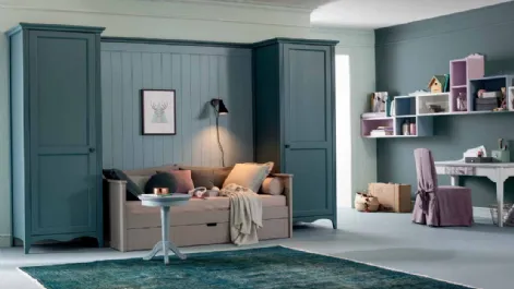 Cameretta Romantic in legno massello con Divano Letto con secondo letto estraibile di Callesella