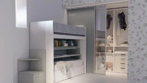 Cameretta S02 Letti a soppalco in melaminico e laccato con cabina armadio di Dielle