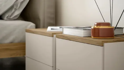 Comodino Layers in laccato opaco con top in nobilitato finitura effetto legno di Dielle Modus