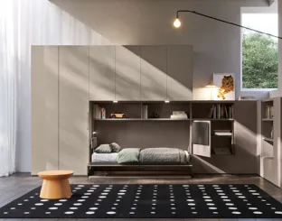 Letto a scomparsa aperto in laccato opaco Hiro 01 di Clever
