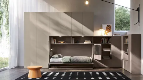 Letto singolo a scomparsa aperto Im 22 12 Hiro in melaminico di Clever