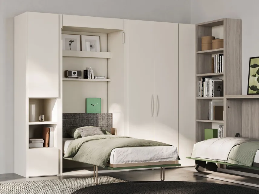 Letto singolo a scomparsa in laccato opaco Shin di Clever