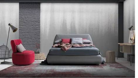 Letto in tessuto imbottito con testiera Belmondo di Le Comfort