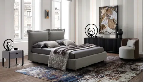 Letto con testiera in tessuto imbottito Catlin di Le Comfort