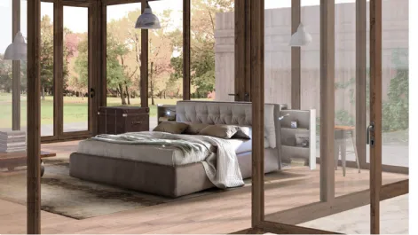 Letto in tessuto con box contenitore e testiera trapuntata Donovan di Le Comfort